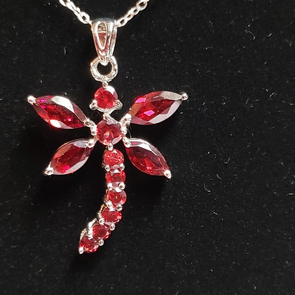 GARNET DRAGONFLY PENDANT